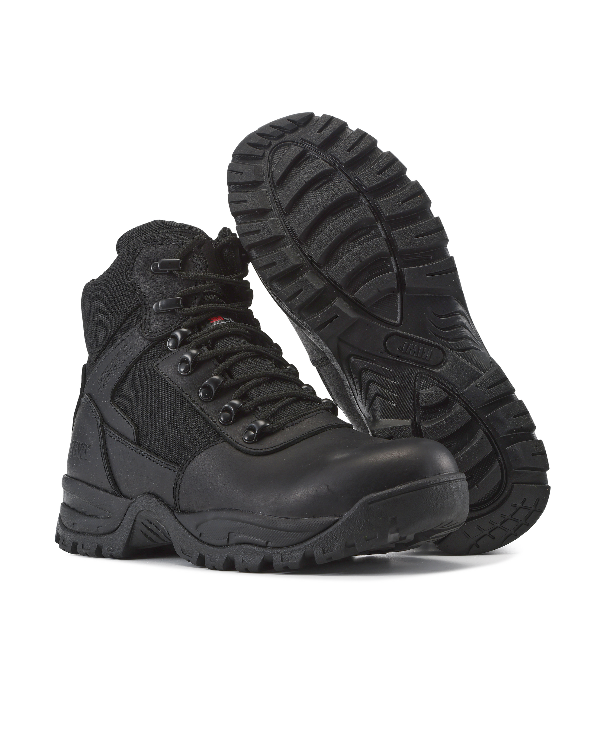 Kiwi Black steel toe 6 inch waterproof tactical boots, pair view