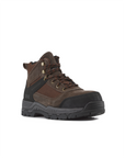 Kiwi Trek Brown composite toe work boots, angled view