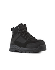 Kiwi Trek Black composite toe work boots, angled view