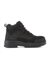 Kiwi Trek Black steel toe work boots, outside view