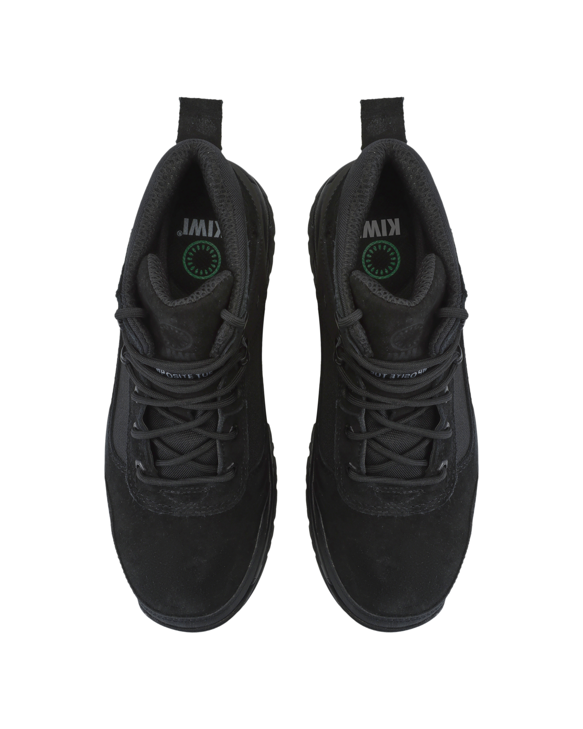 Kiwi Trek Black composite toe work boots, top view