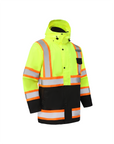 Kiwi High Visibility 3-in-1 Hooded & Fleece Lined ANSI/ISEA 107-2020, Type R, Class 3 Two Tone, Contrast Trimmed Water Resistant Neon Safety Jacket [R71500]
