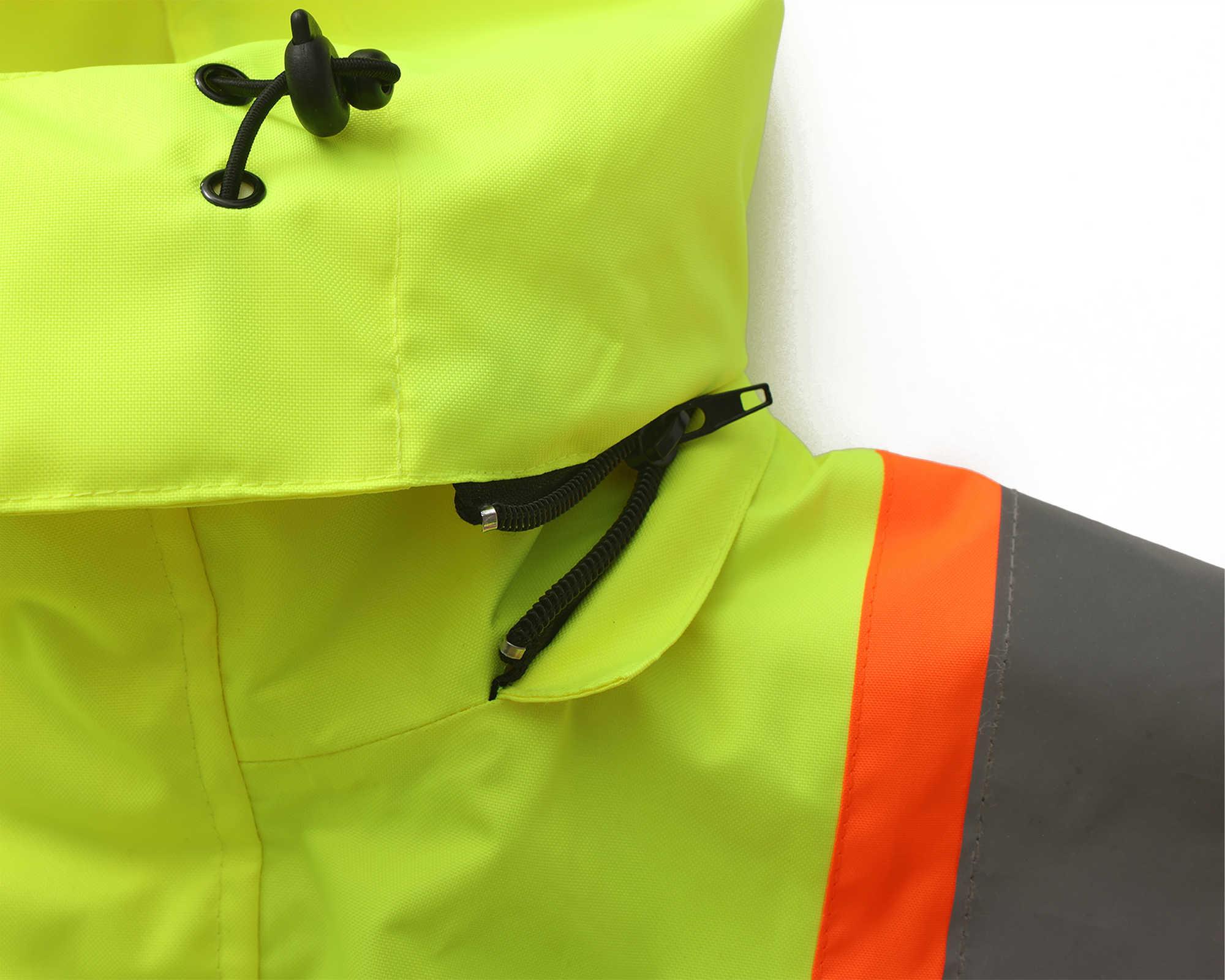 Kiwi High Visibility 3-in-1 Hooded &amp; Fleece Lined ANSI/ISEA 107-2020, Type R, Class 3 Two Tone, Contrast Trimmed Water Resistant Neon Safety Jacket [71500]