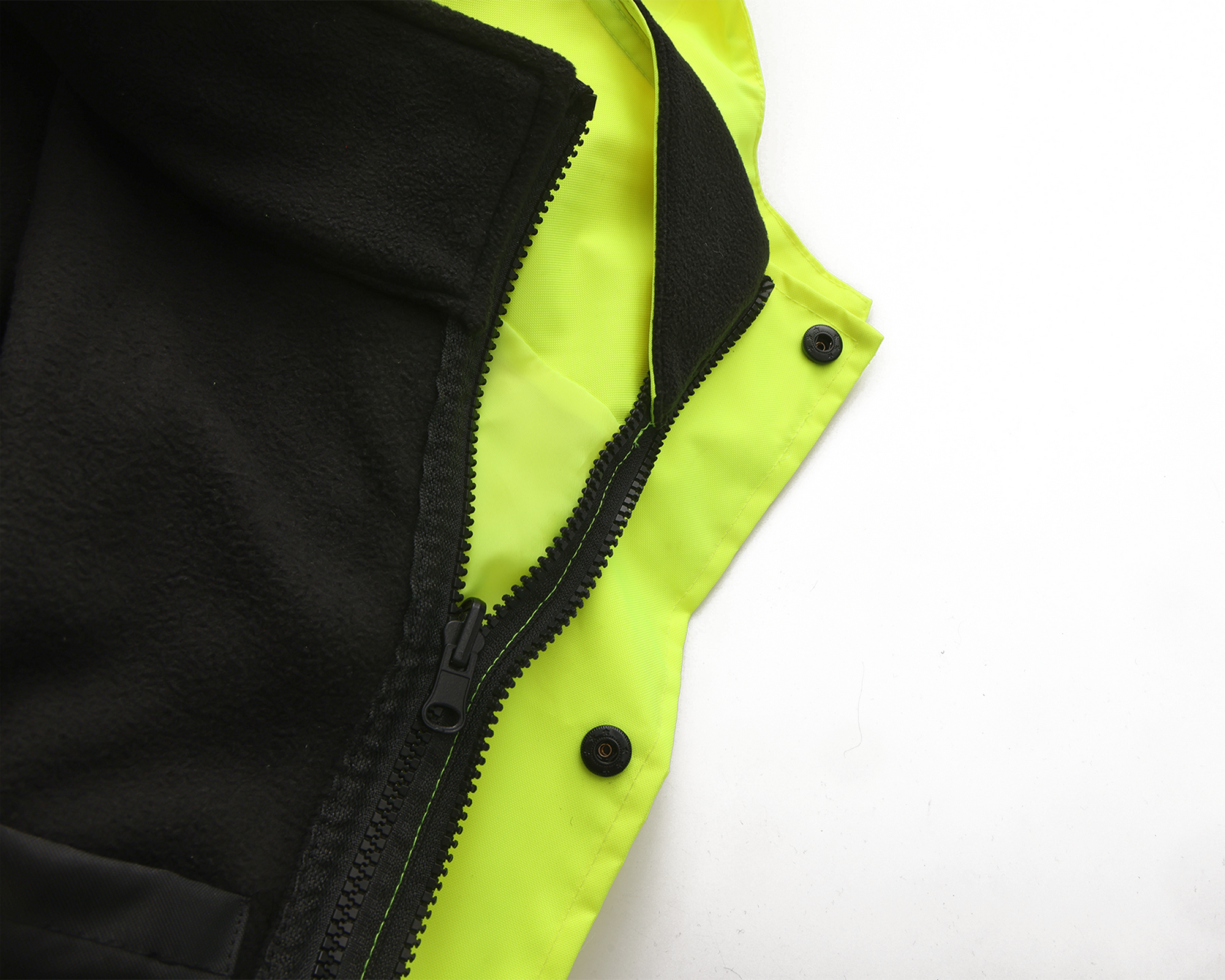 Kiwi High Visibility 3-in-1 Hooded &amp; Fleece Lined ANSI/ISEA 107-2020, Type R, Class 3 Two Tone, Contrast Trimmed Water Resistant Neon Safety Jacket [71500]