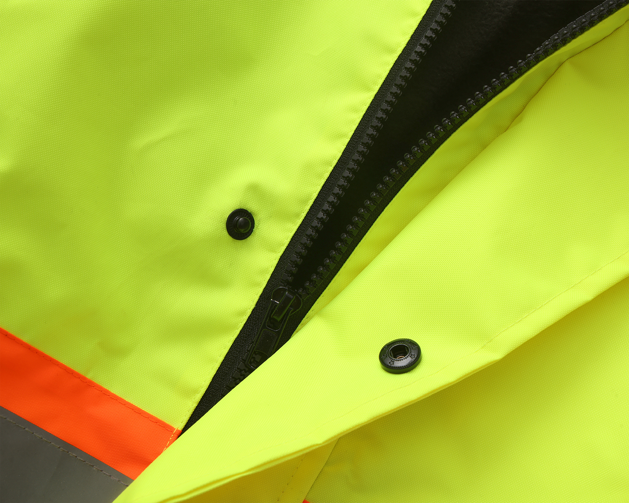 Kiwi High Visibility 3-in-1 Hooded &amp; Fleece Lined ANSI/ISEA 107-2020, Type R, Class 3 Two Tone, Contrast Trimmed Water Resistant Neon Safety Jacket [R71500]