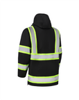 Kiwi High Visibility 3-in-1 Hooded & Fleece Lined ANSI/ISEA 107-2020 Reflector Contrast Trimmed Water Resistant Black Safety Jacket [71600]