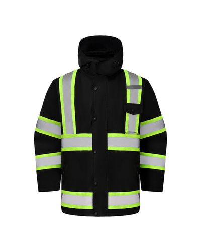 Kiwi Black reflective 3-in-1 safety jacket, front view