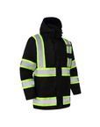 Kiwi High Visibility 3-in-1 Hooded & Fleece Lined ANSI/ISEA 107-2020 Reflector Contrast Trimmed Water Resistant Black Safety Jacket [71600]