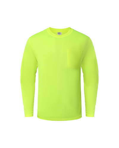 Kiwi Neon hi vis long sleeve safety shirt, front view