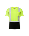 Kiwi Class 2 two tone neon hi vis short sleeve safety shirt, front view