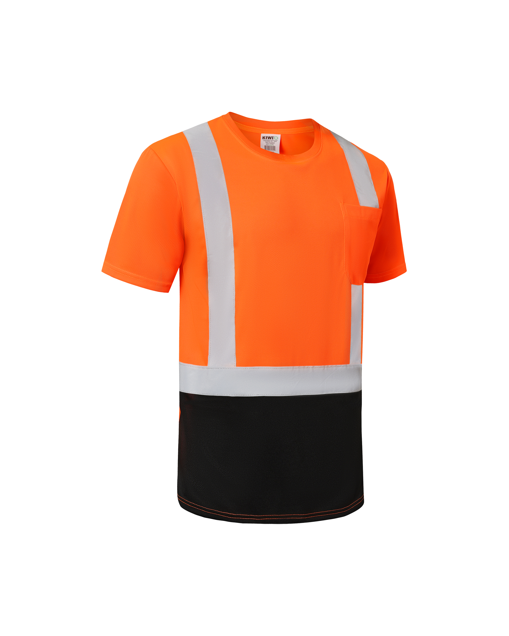 Kiwi Class 2 two tone orange hi vis short sleeve safety shirt, side view