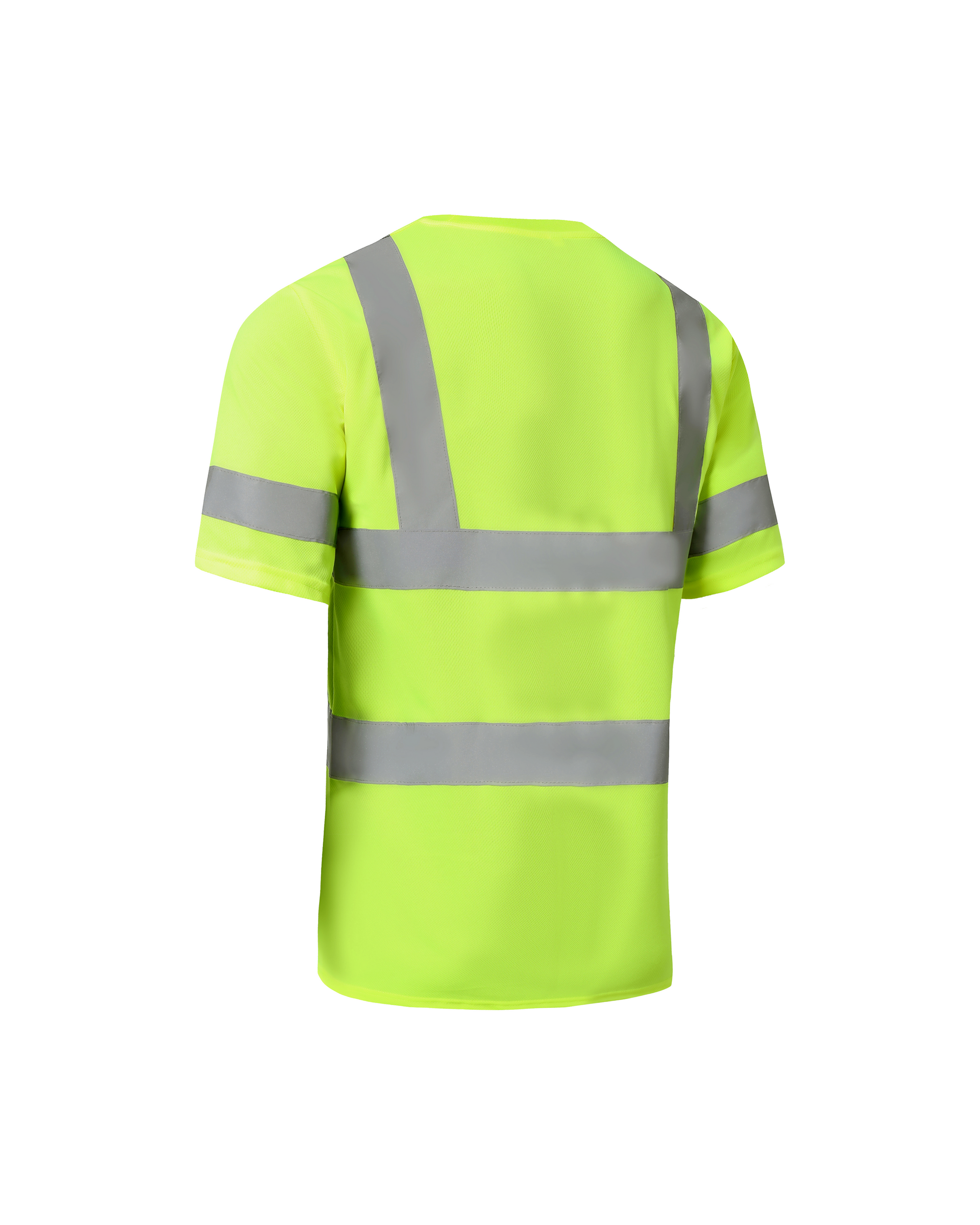 Kiwi Neon Class 3 hi vis dual band short sleeve safety shirt, back view