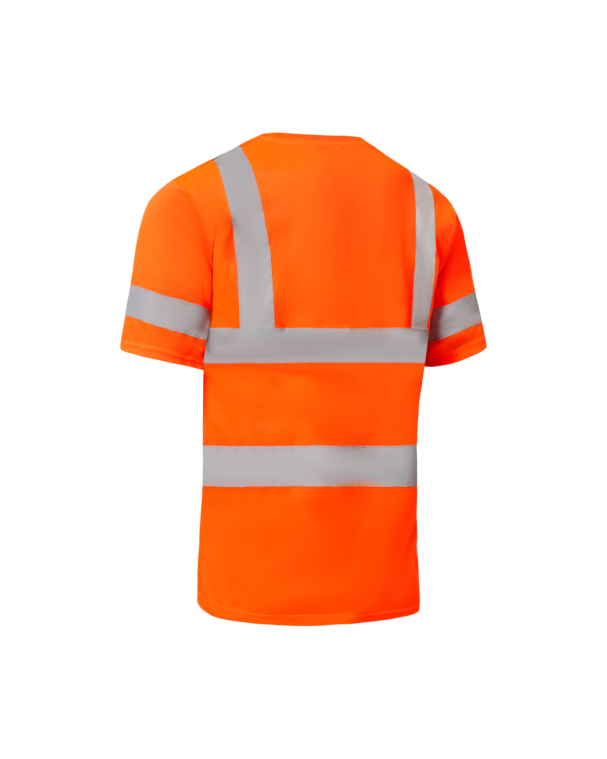 Kiwi Class 3 dual band orange hi vis short sleeve safety shirt, back view