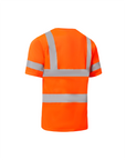 Kiwi Class 3 dual band orange hi vis short sleeve safety shirt, back view