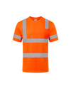 Kiwi Class 3 dual band orange hi vis short sleeve safety shirt, front view