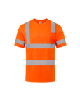 Kiwi Class 3 dual band orange hi vis short sleeve safety shirt, front view