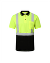 Kiwi Class 2 two tone neon hi vis short sleeve safety polo shirt, front view
