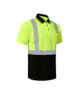 Kiwi Class 2 two tone neon hi vis short sleeve safety polo shirt, side view