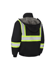 Kiwi Black reflective sherpa lined safety jacket, back view