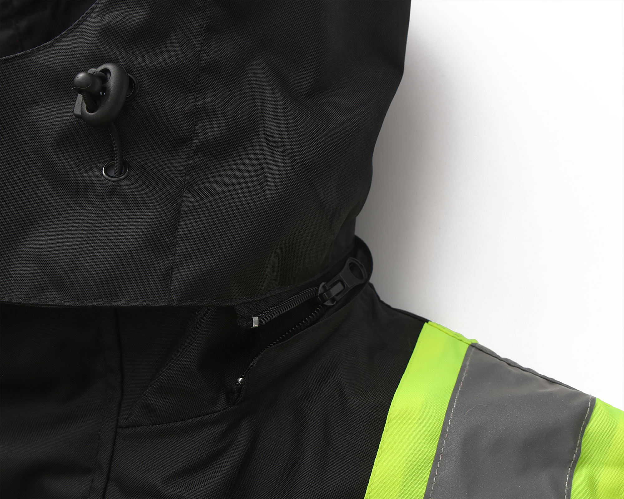Kiwi High Visibility 3-in-1 Hooded &amp; Fleece Lined ANSI/ISEA 107-2020 Reflector Contrast Trimmed Water Resistant Black Safety Jacket [R71600]