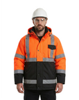 Kiwi High Visibility Hooded & Quilt Lined ANSI/ISEA 107-2020, Type R, Class 3 Two Tone Water Resistant Orange Safety Jacket [R71400]