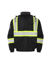 Kiwi Black reflective sherpa lined safety jacket, front view