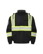 Kiwi Black reflective sherpa lined safety jacket, front view