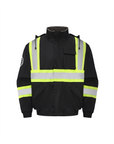 Kiwi High Visibility Hooded & Sherpa Lined ANSI/ISEA 107-2020 Contrast Trimmed Water Resistant Black Safety Jacket [71200]
