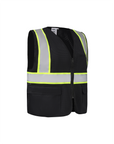Kiwi High Visibility ANSI/ISEA 107-2020 Reflector Contrast Trimmed Black Safety Vest [70200]