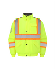 Kiwi High Visibility Hooded & Sherpa Lined ANSI/ISEA 107-2020, Type R, Class 3 Contrast Trimmed Water Resistant Neon Safety Jacket [71100]