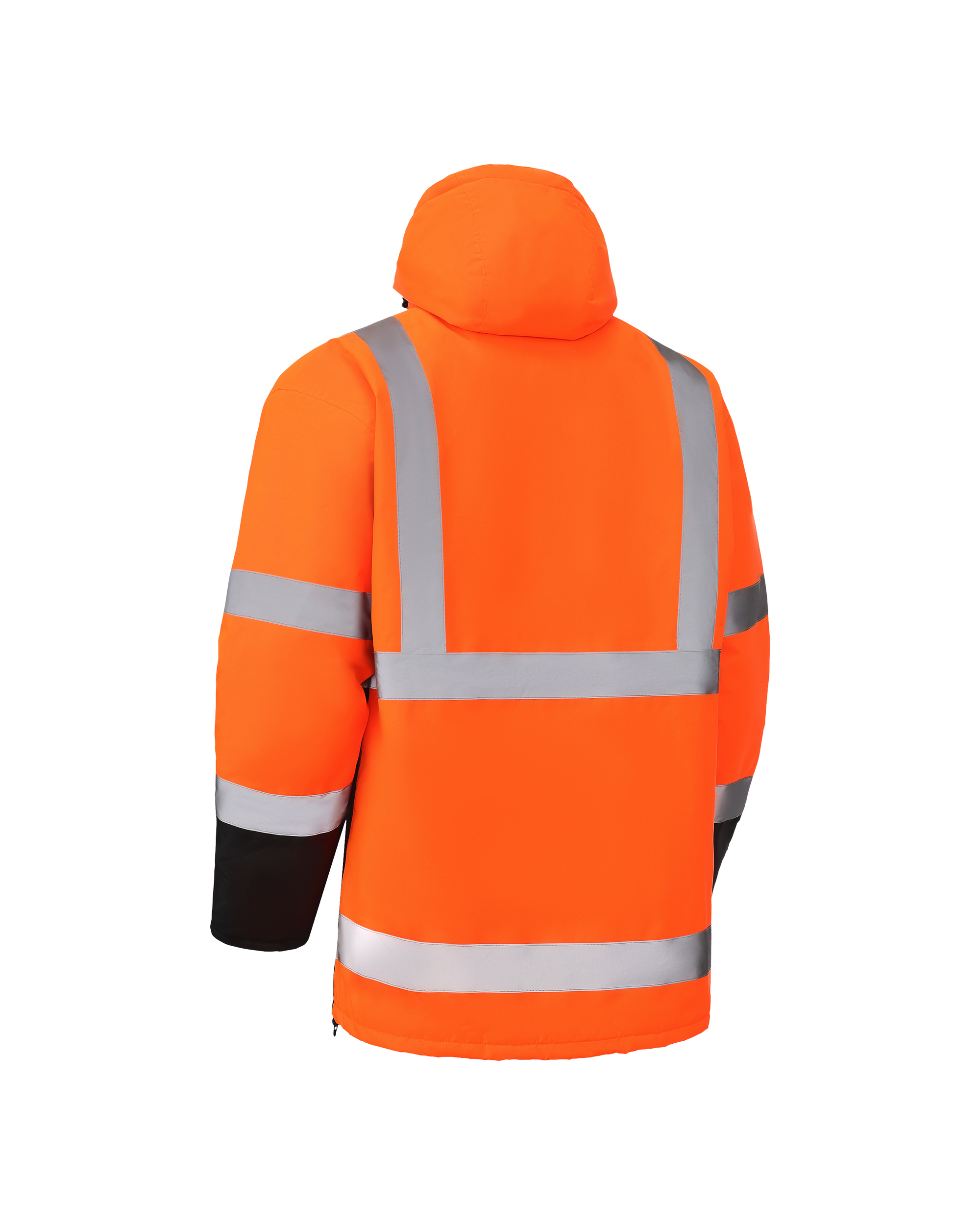 Kiwi High Visibility Hooded &amp; Quilt Lined ANSI/ISEA 107-2020, Type R, Class 3 Two Tone Water Resistant Orange Safety Jacket [R71400]