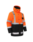 Kiwi High Visibility Hooded & Quilt Lined ANSI/ISEA 107-2020, Type R, Class 3 Two Tone Water Resistant Orange Safety Jacket [71400]