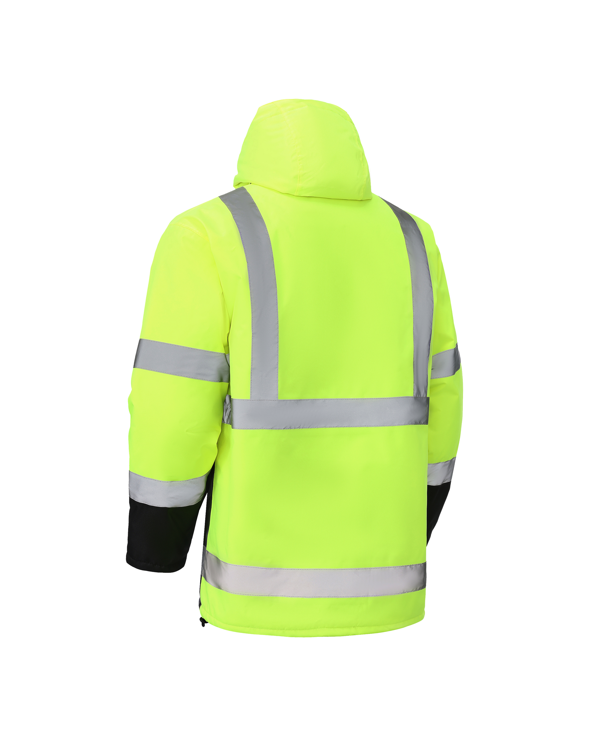 Kiwi High Visibility Hooded &amp; Quilt Lined ANSI/ISEA 107-2020, Type R, Class 3 Two Tone Water Resistant Neon Safety Jacket [R71300]