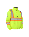 Kiwi High Visibility Hooded & Sherpa Lined ANSI/ISEA 107-2020, Type R, Class 3 Contrast Trimmed Water Resistant Neon Safety Jacket [71100]