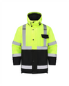 Kiwi Neon Class 3 hi vis quilt lined safety jacket, front view