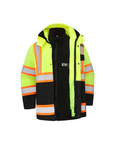 Kiwi High Visibility 3-in-1 Hooded & Fleece Lined ANSI/ISEA 107-2020, Type R, Class 3 Two Tone, Contrast Trimmed Water Resistant Neon Safety Jacket [71500]