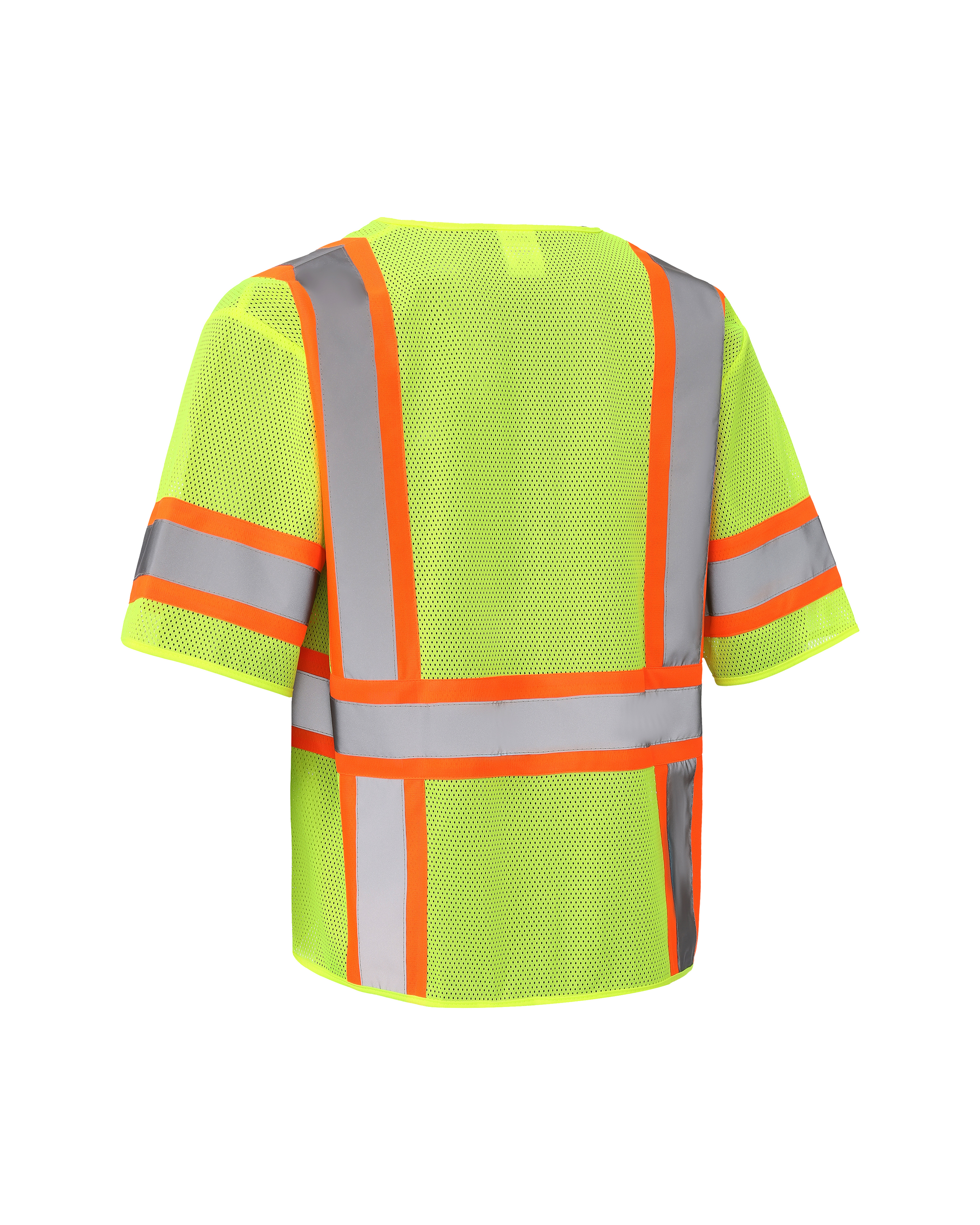 Kiwi High Visibility ANSI/ISEA 107-2020, Type R, Class 3 Contrast Trimmed Neon Short Sleeve Safety Vest [R72100]