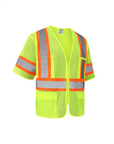 Kiwi High Visibility ANSI/ISEA 107-2020, Type R, Class 3 Contrast Trimmed Neon Short Sleeve Safety Vest [R72100]