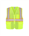 Kiwi Neon Class 2 hi vis safety vest with contrast trim, front view