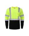 Kiwi Neon Class 3 hi vis long sleeve safety shirt, front view