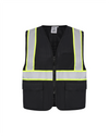Kiwi Black reflective safety vest with contrast trim, front view