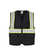 Kiwi Black reflective safety vest with contrast trim, front view